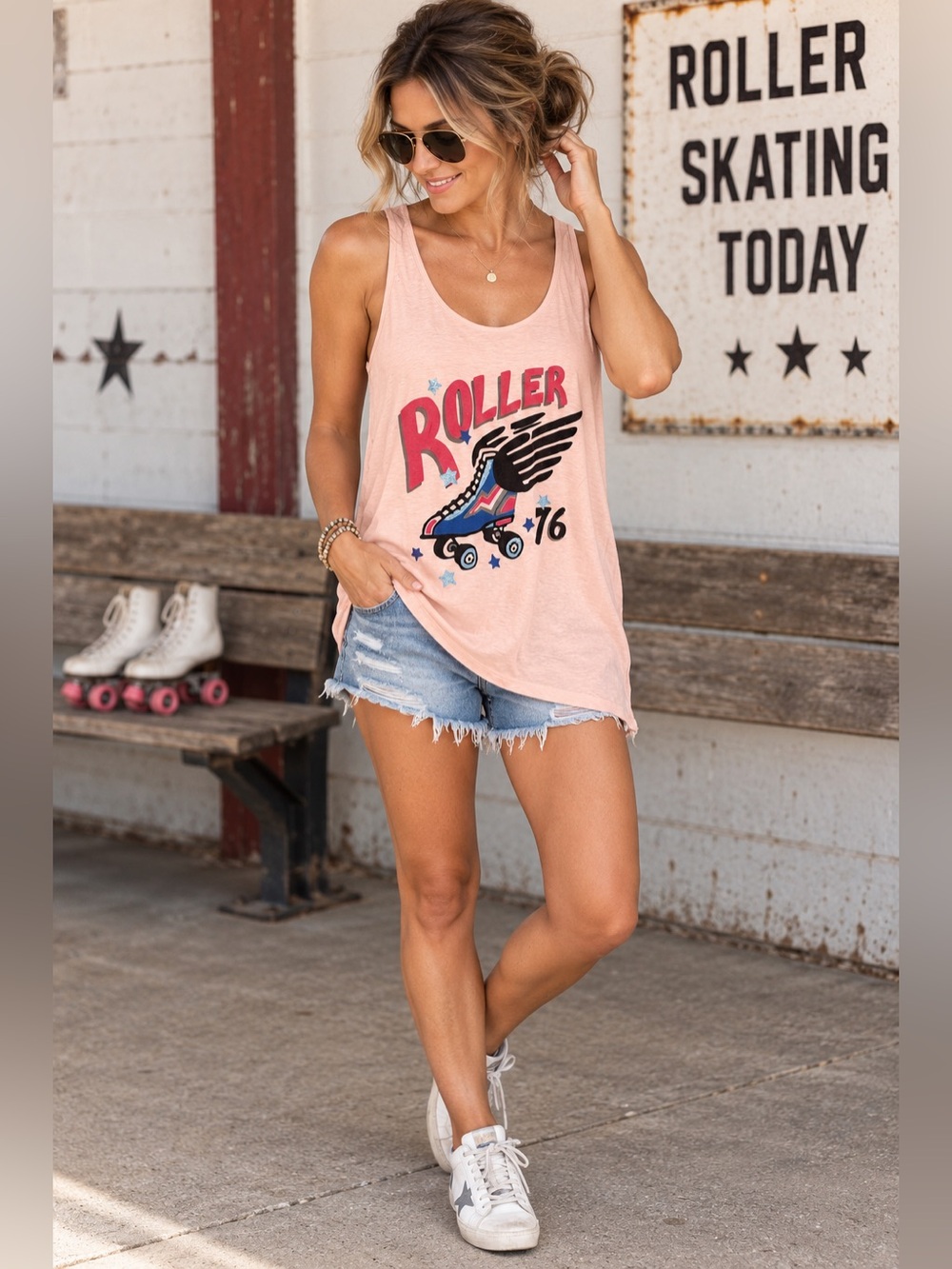 Scotch & Soda Maison Scotch Pink Roller Graphic Tank Top Size M